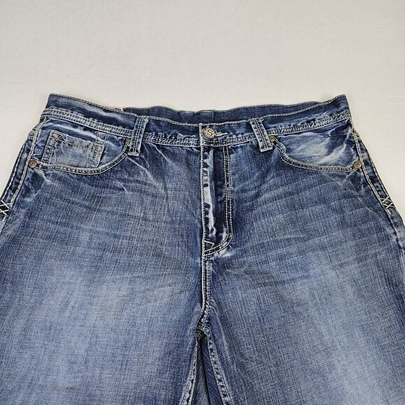 Stetson 1312 Modern Straight Leg Jean Mens 38x29 Blue Western Cowboy Embroidered - Picture 4 of 16